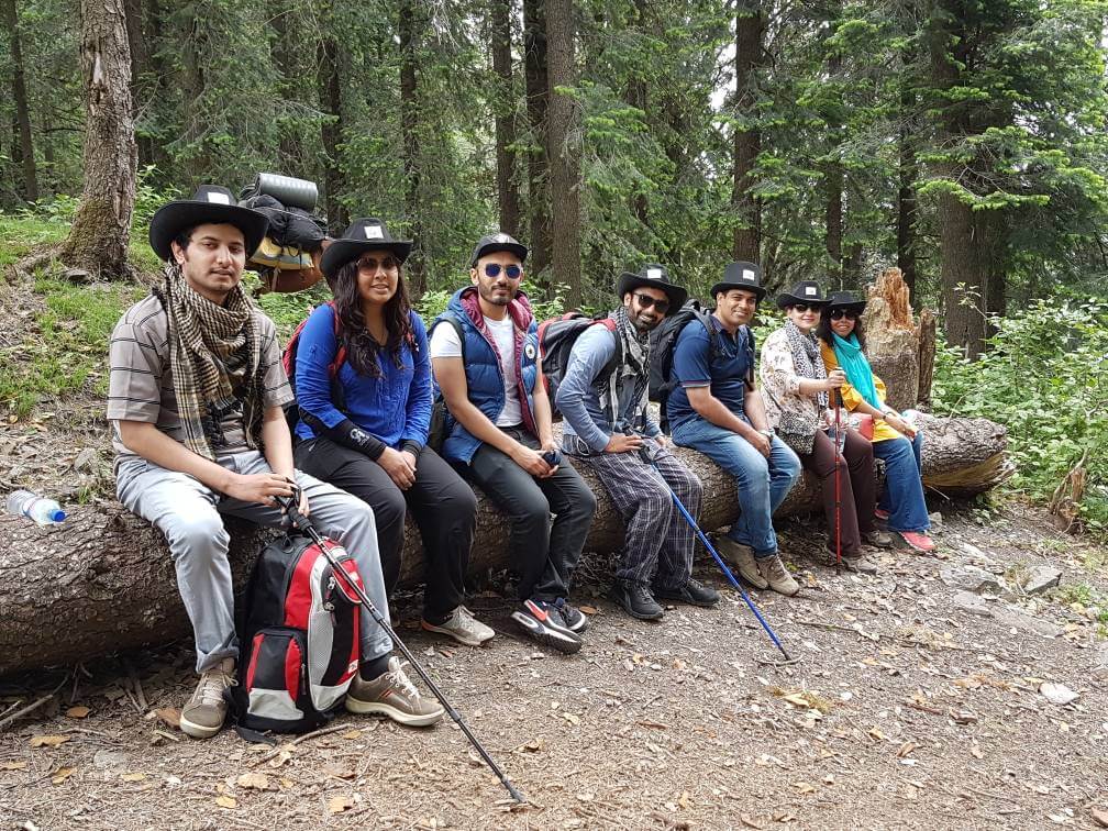 Group of trekkers in Dagri forest