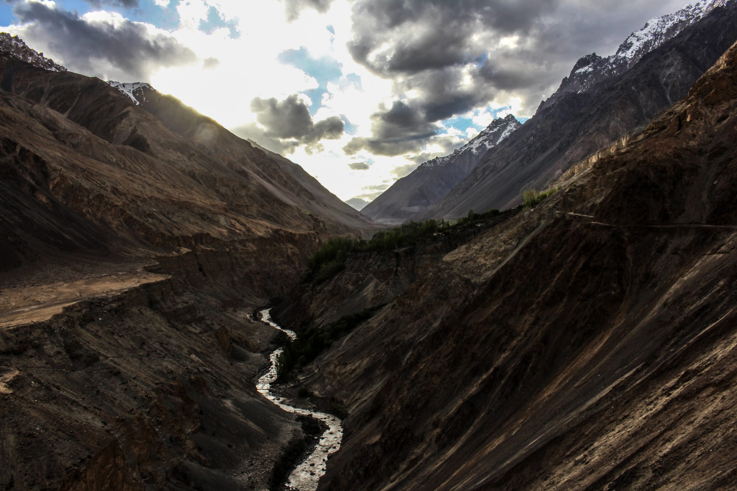 Hunza valley river and mountains