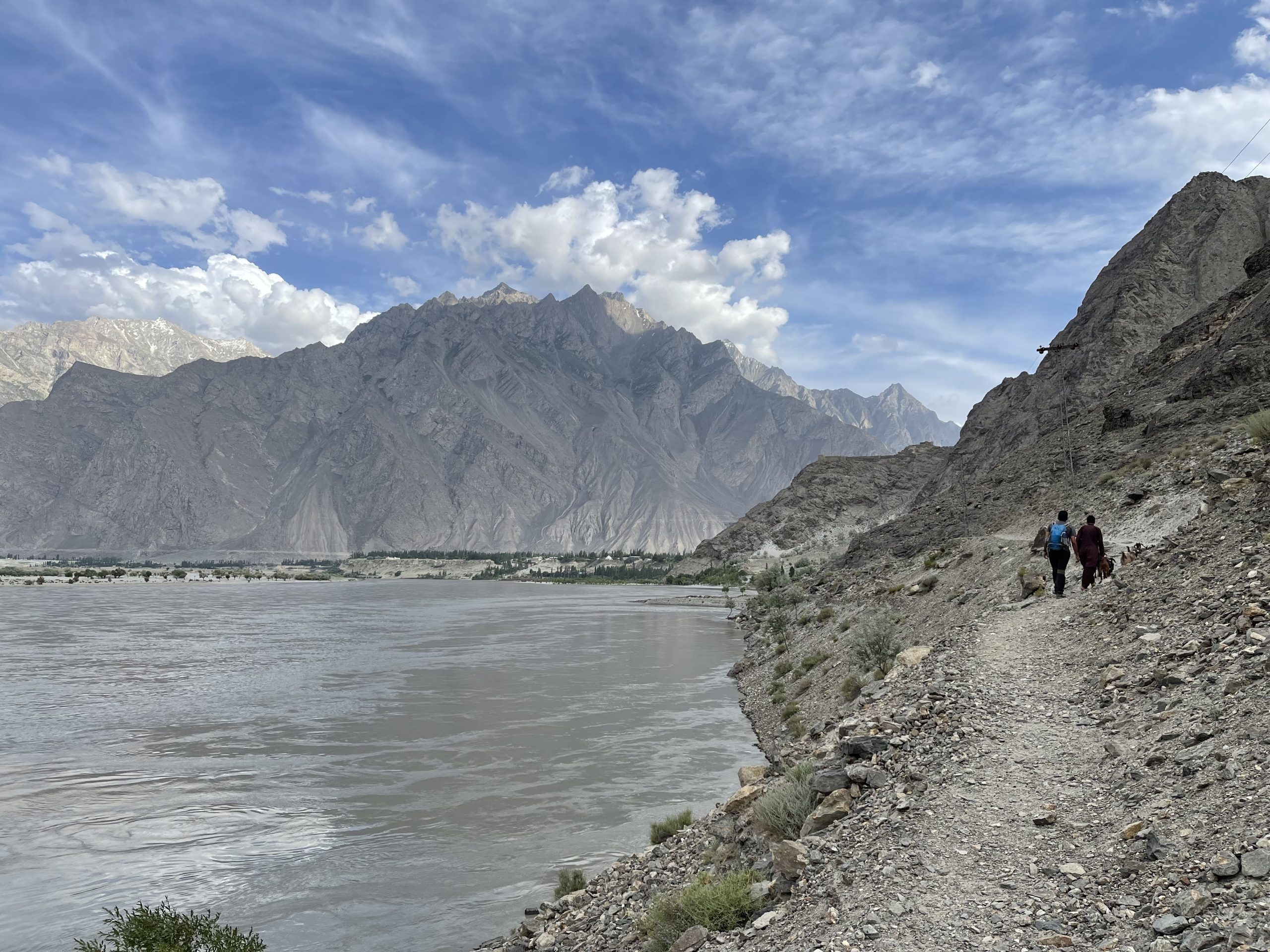 Travelers trekking to organic village in Skardu